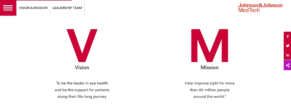 Johnson & Johnson mission and vision statements