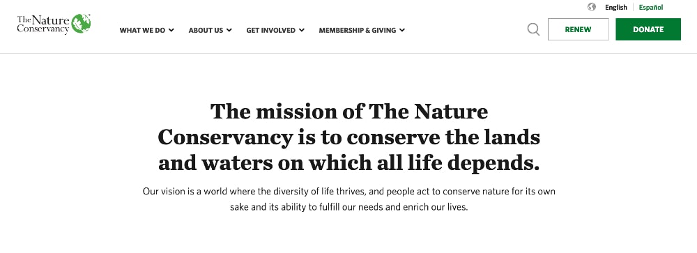 The Nature Conservancy mission statement