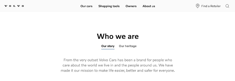 Volvo mission statement